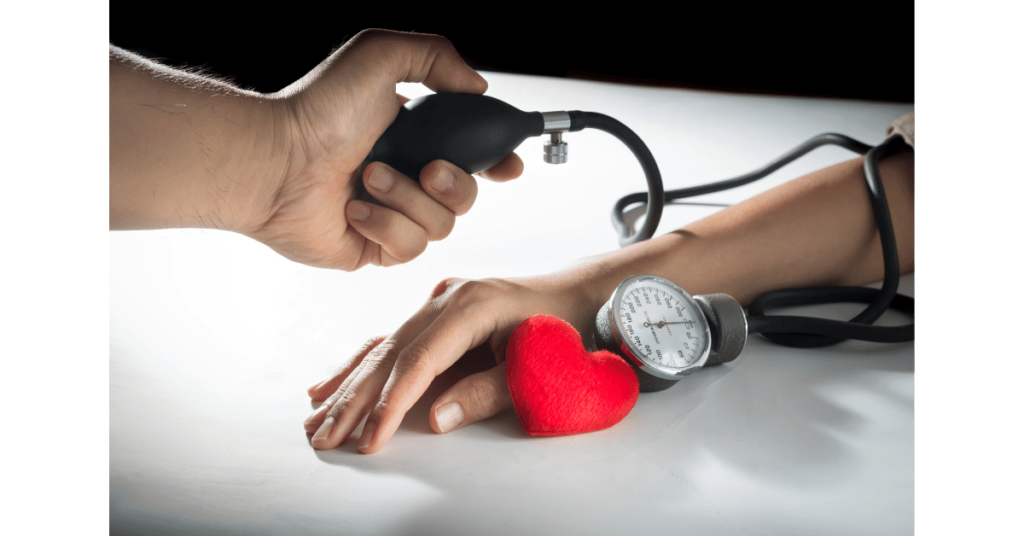 Checking for high blood pressure with a blood pressure cuff