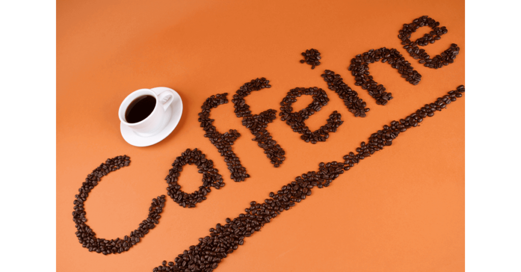 Coffee beans spelling out caffeine