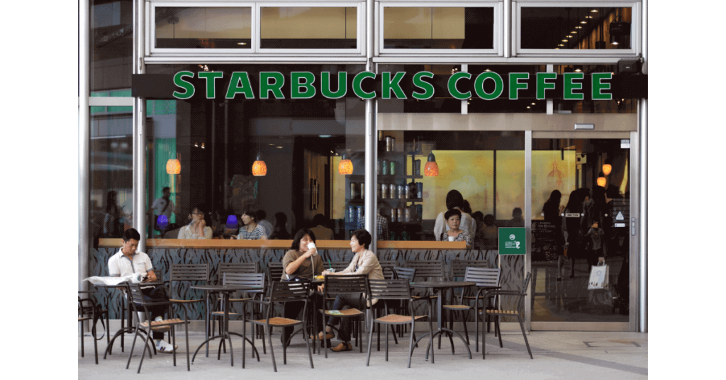 A Starbucks coffee shop, one of the places you can order a breve coffee