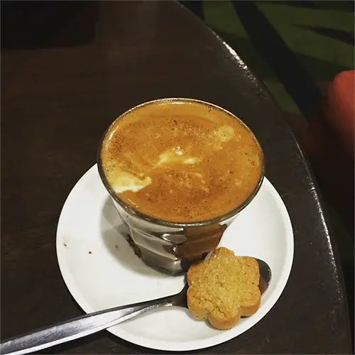 A piccolo latte, another common coffee style Australian has created