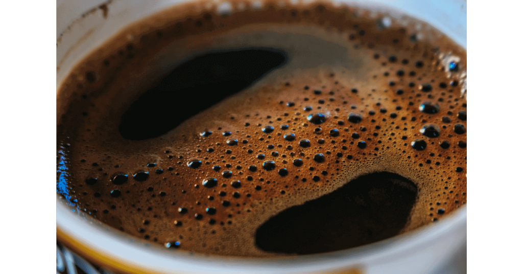 A closeup of coffee, showing how its appearance can inspire coffee slang