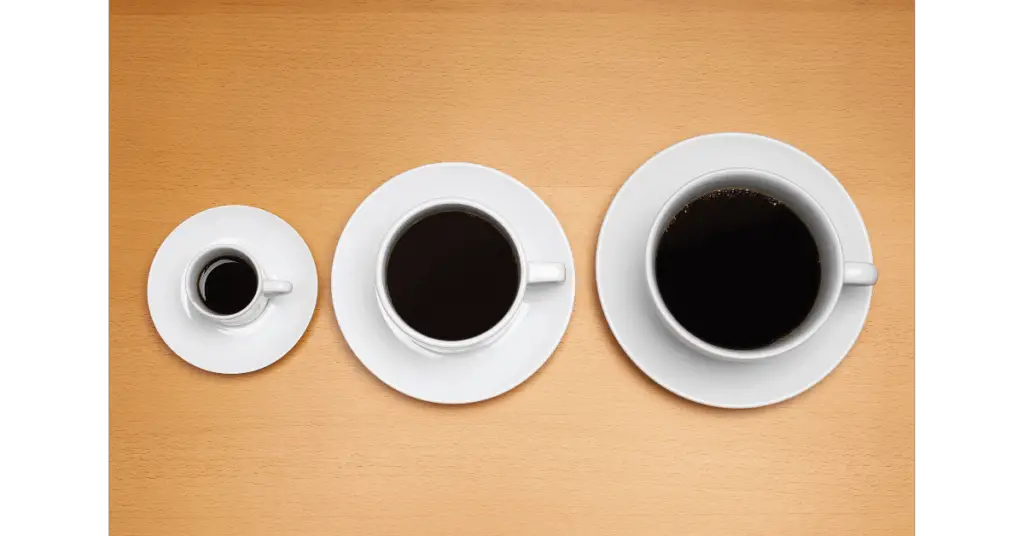 Different sized coffee cups, illustrating that the number of ounces in a cup of coffee can vary