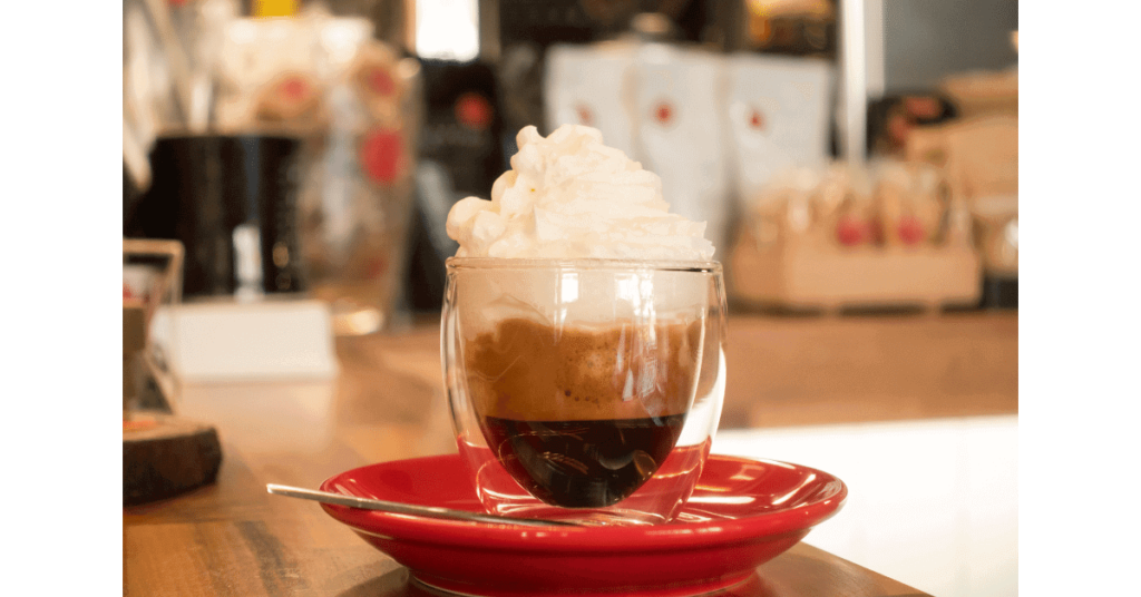 An espresso con panna, espresso with whipped cream