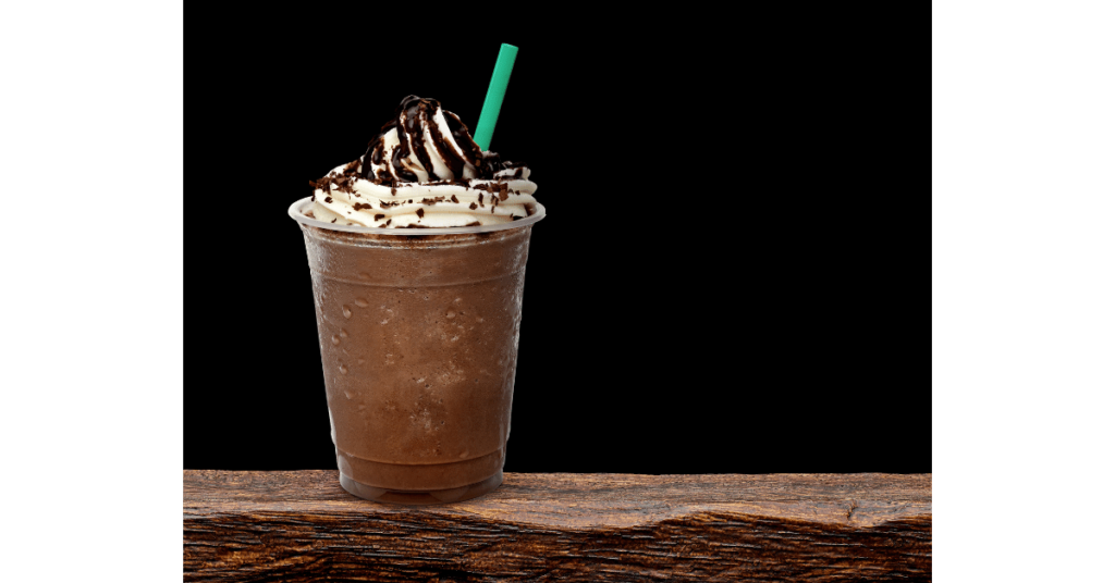 A frappuccino, a popular sweet espresso drink with flavored syrup