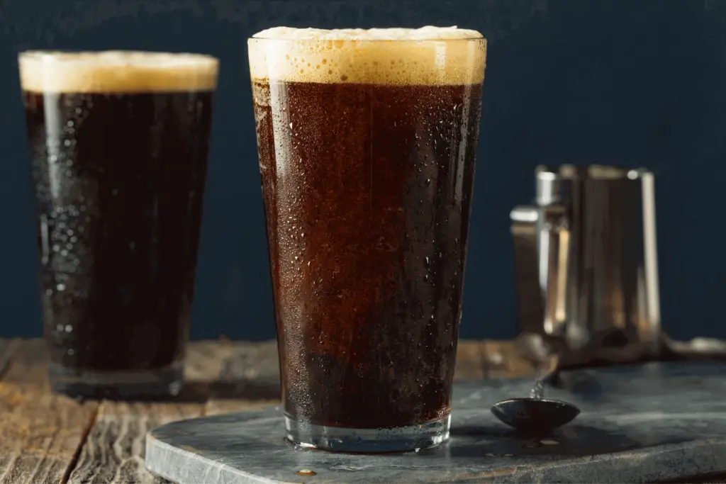 Nitro cold brew, showing the Guinness-like bubbles