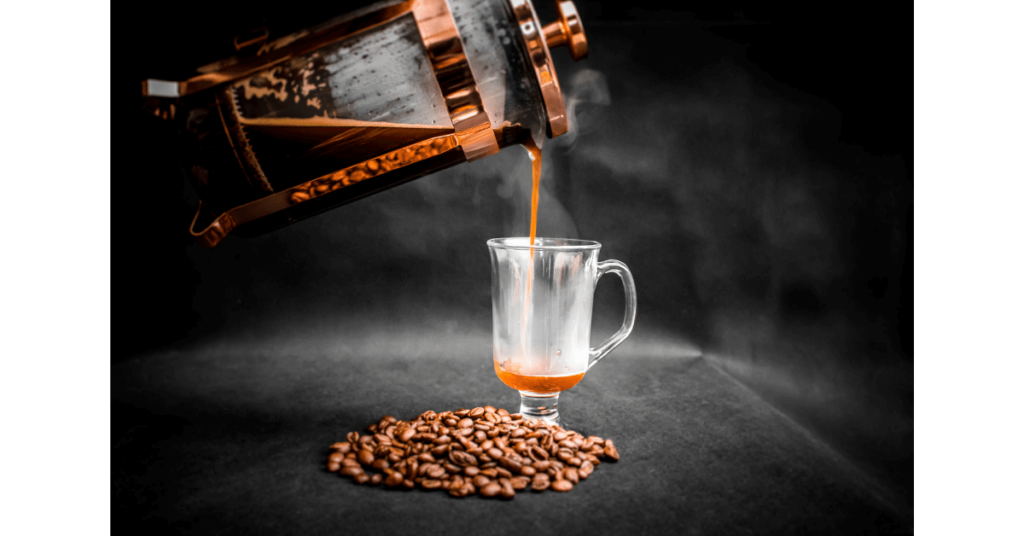 Pouring a french press, hopefully made with the right coffee to water ratio.