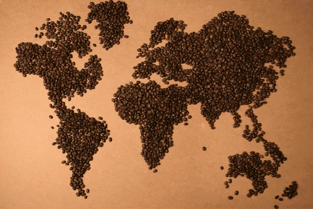 A map of the world, laid out in coffee beans
