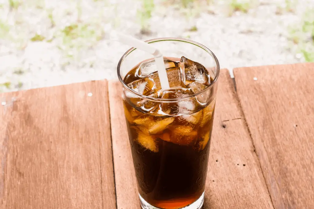 An iced Americano coffee, made with cold water instead of hot water