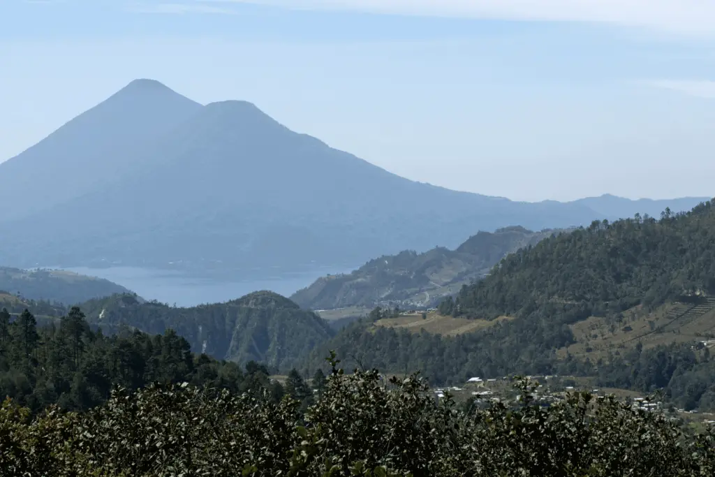 Lake Atitlan and the two volcanoes that border the region