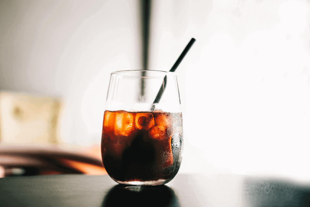 An iced cup of cold brew coffee