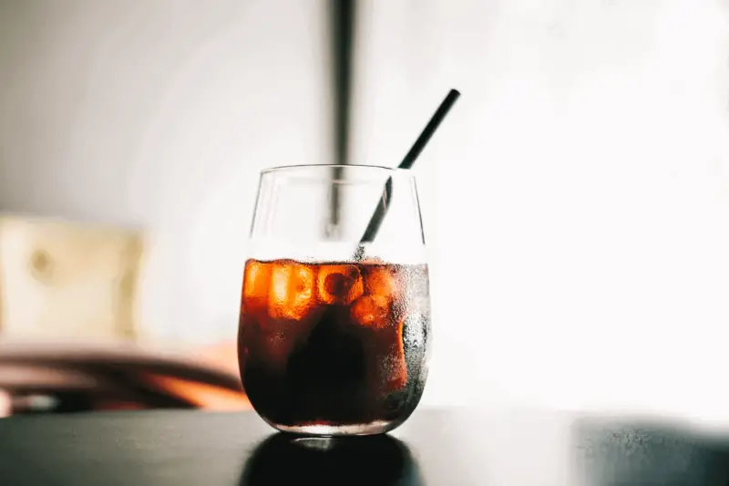 An iced cup of cold brew coffee