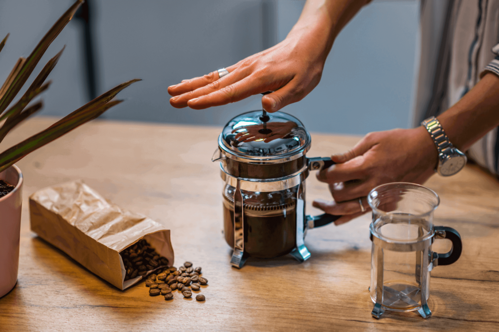 Making coffee with some of the best coffees for French press lovers.