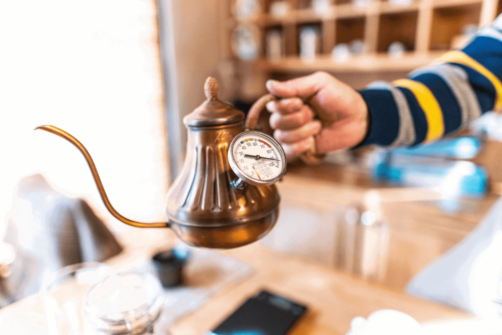 The temperature gauge on one of the best stovetop kettles for coffee lovers