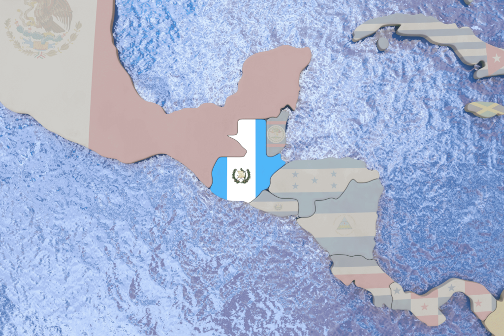 A map of Central America, highlighting Guatemala