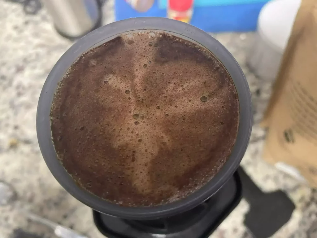 Real Good Coffee being brewed in an AeroPress coffee maker