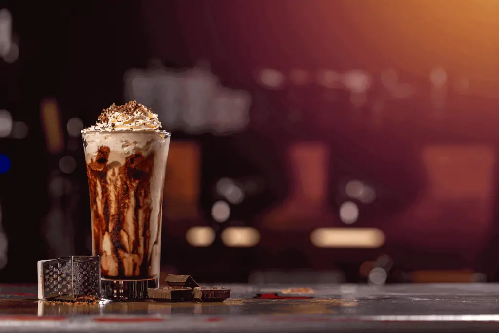 A Frappe, a blended coffee drink made with iced coffee