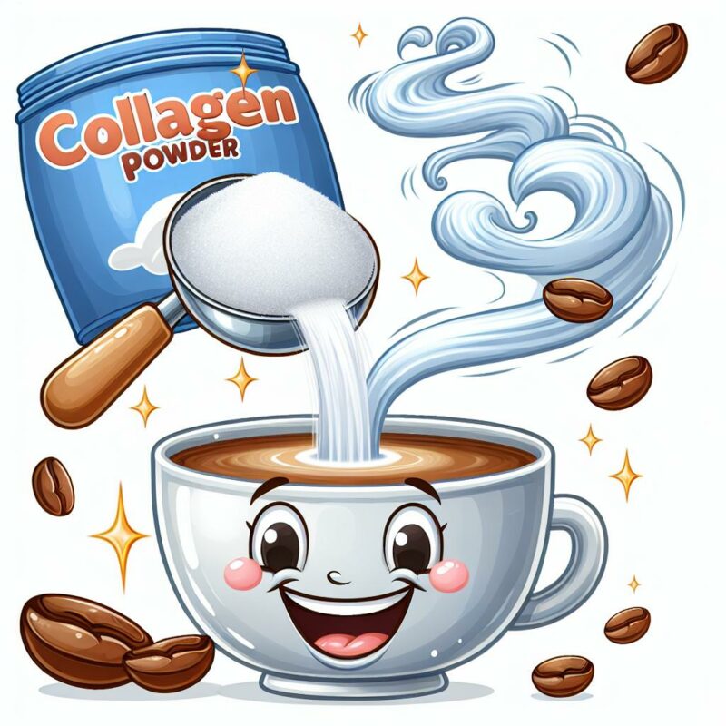 adding collagen powder to coffee