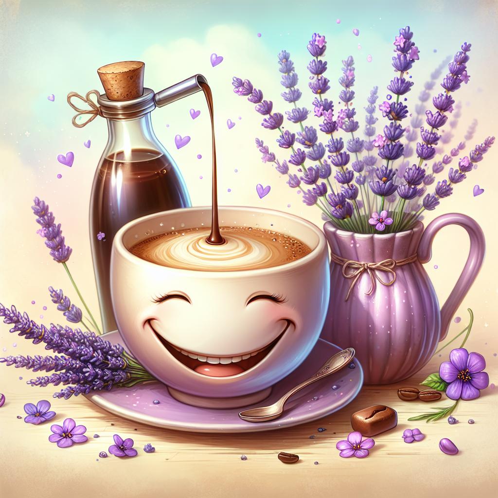 adding lavender syrup to coffee