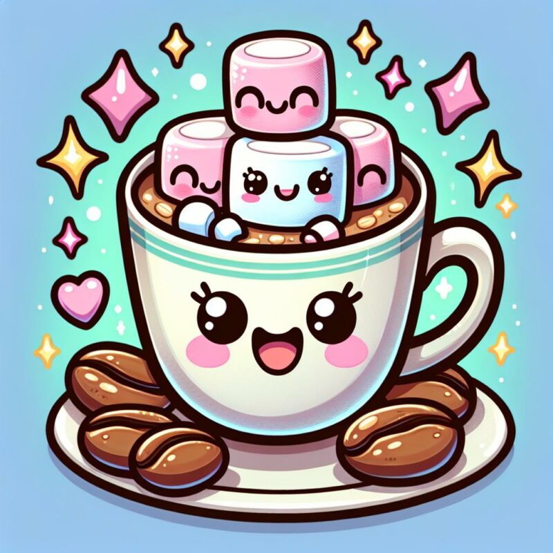 adding marshmallows to coffee