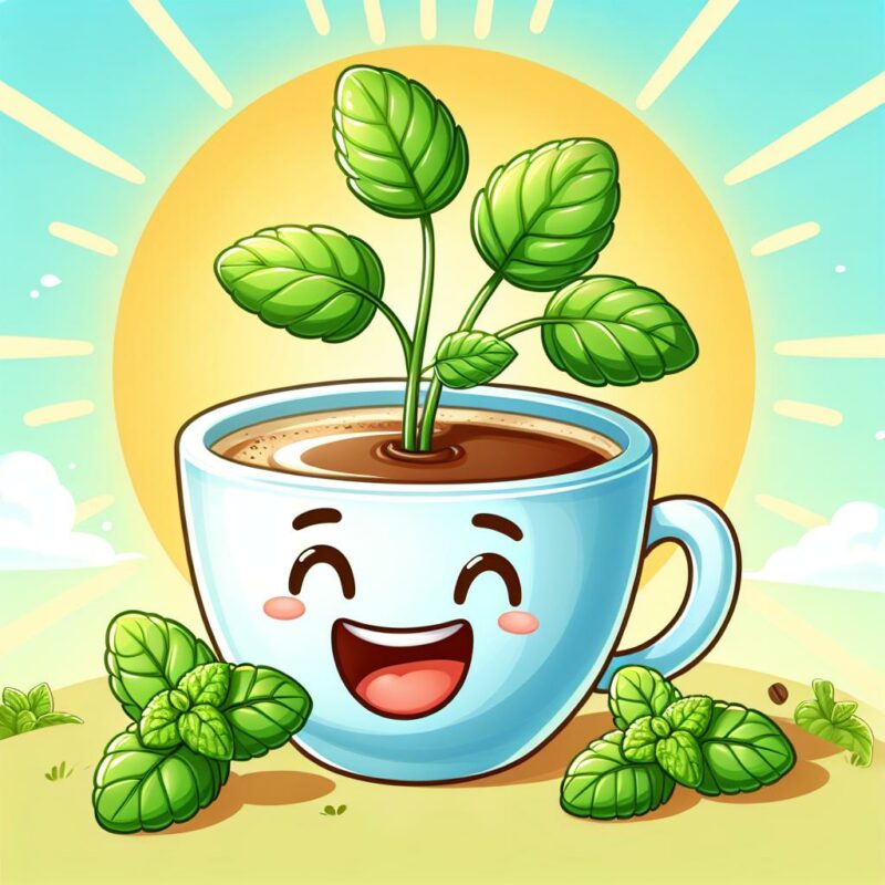 adding mint leaves to coffee